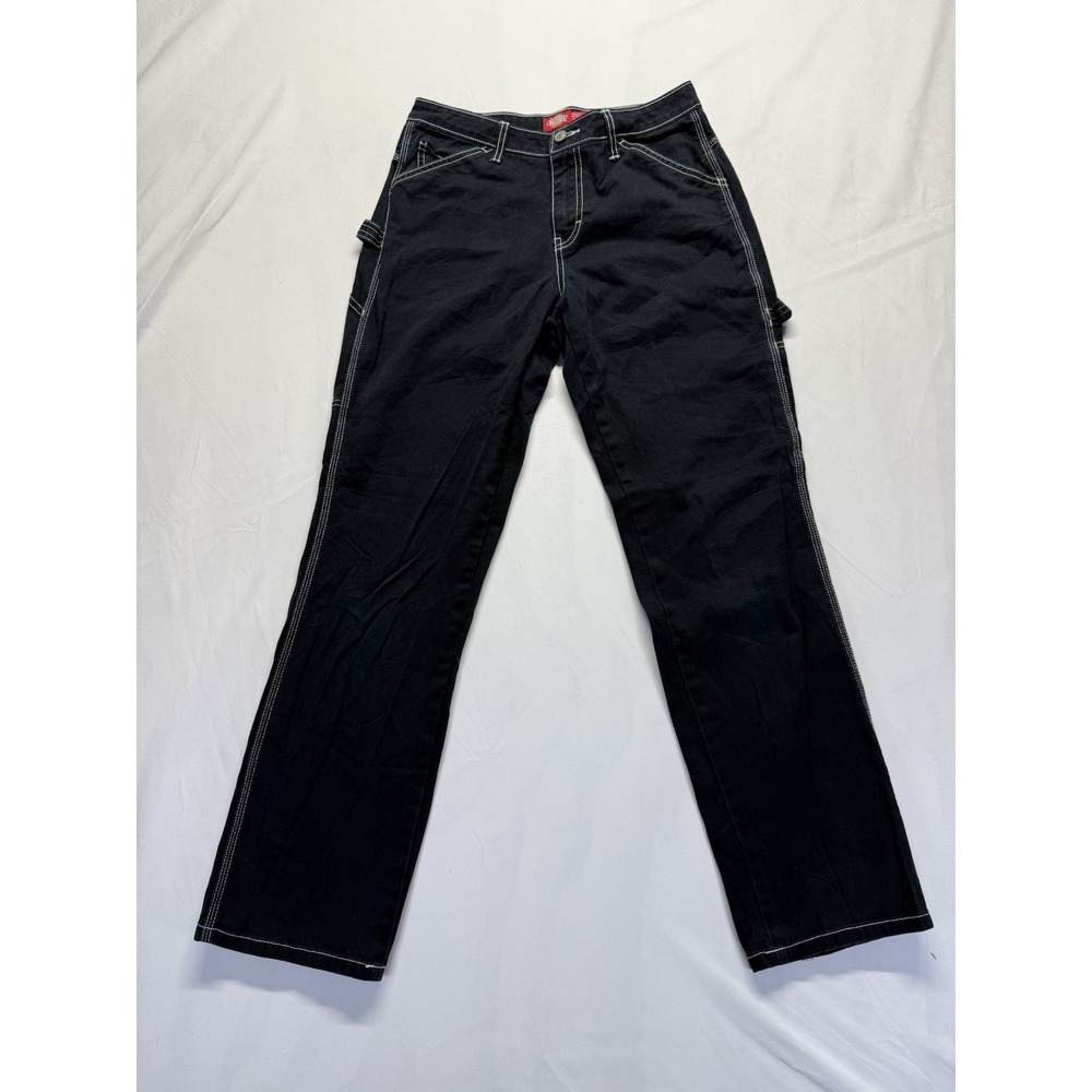 Dickies Womens Carpenter Pants Size 3/26 Black White Stitches utility jean stain